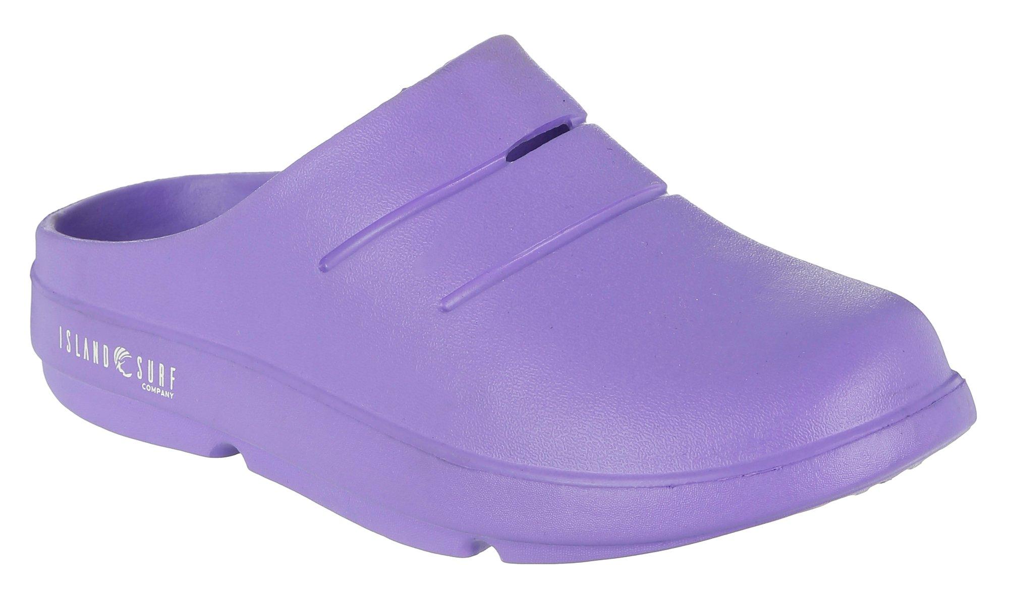 purple clogs