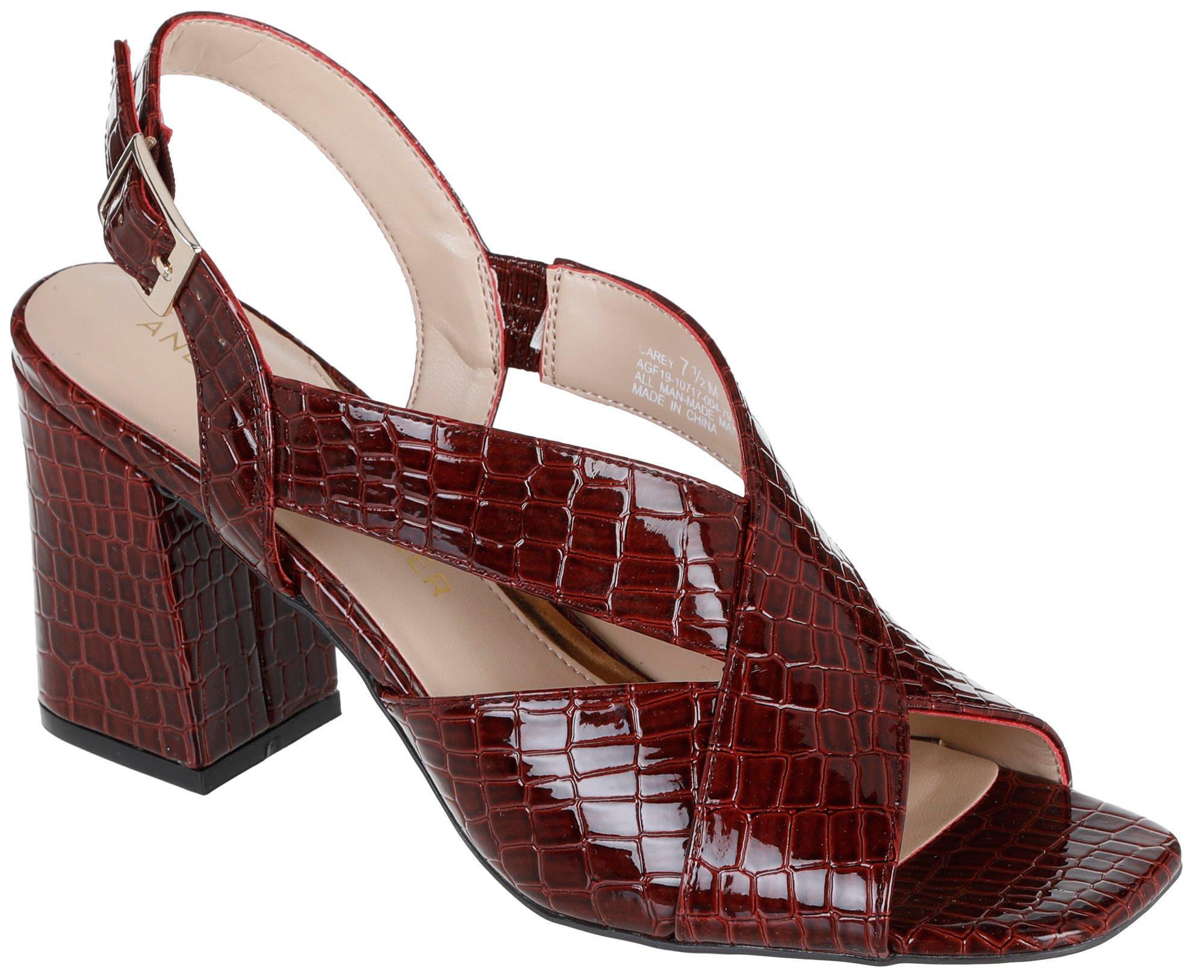 burgundy block heel sandals