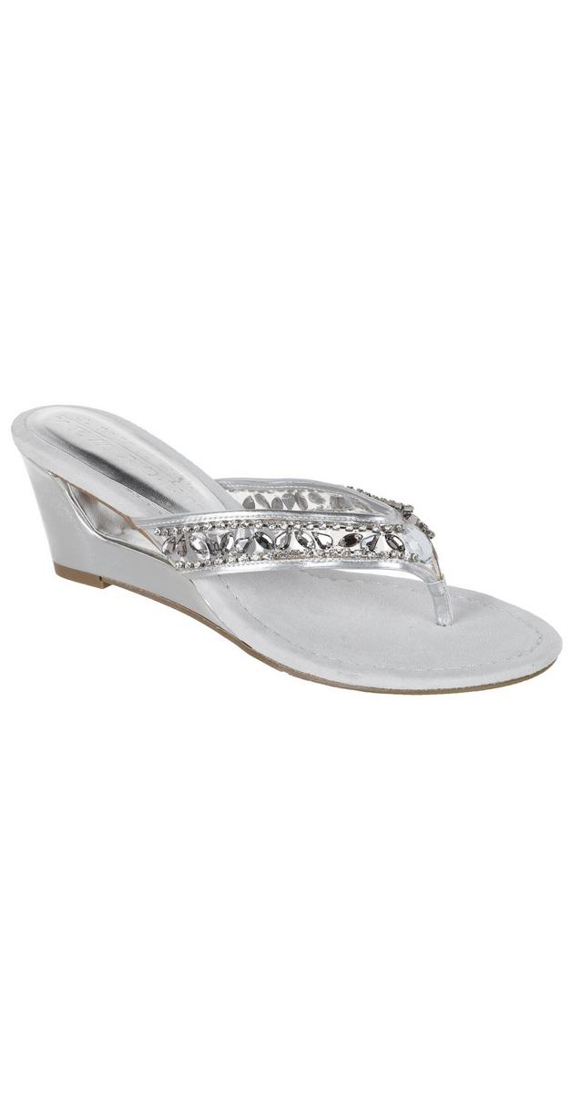 silver rhinestone wedge sandals