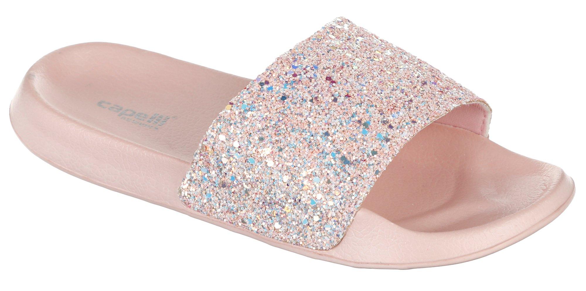 glitter slides pink