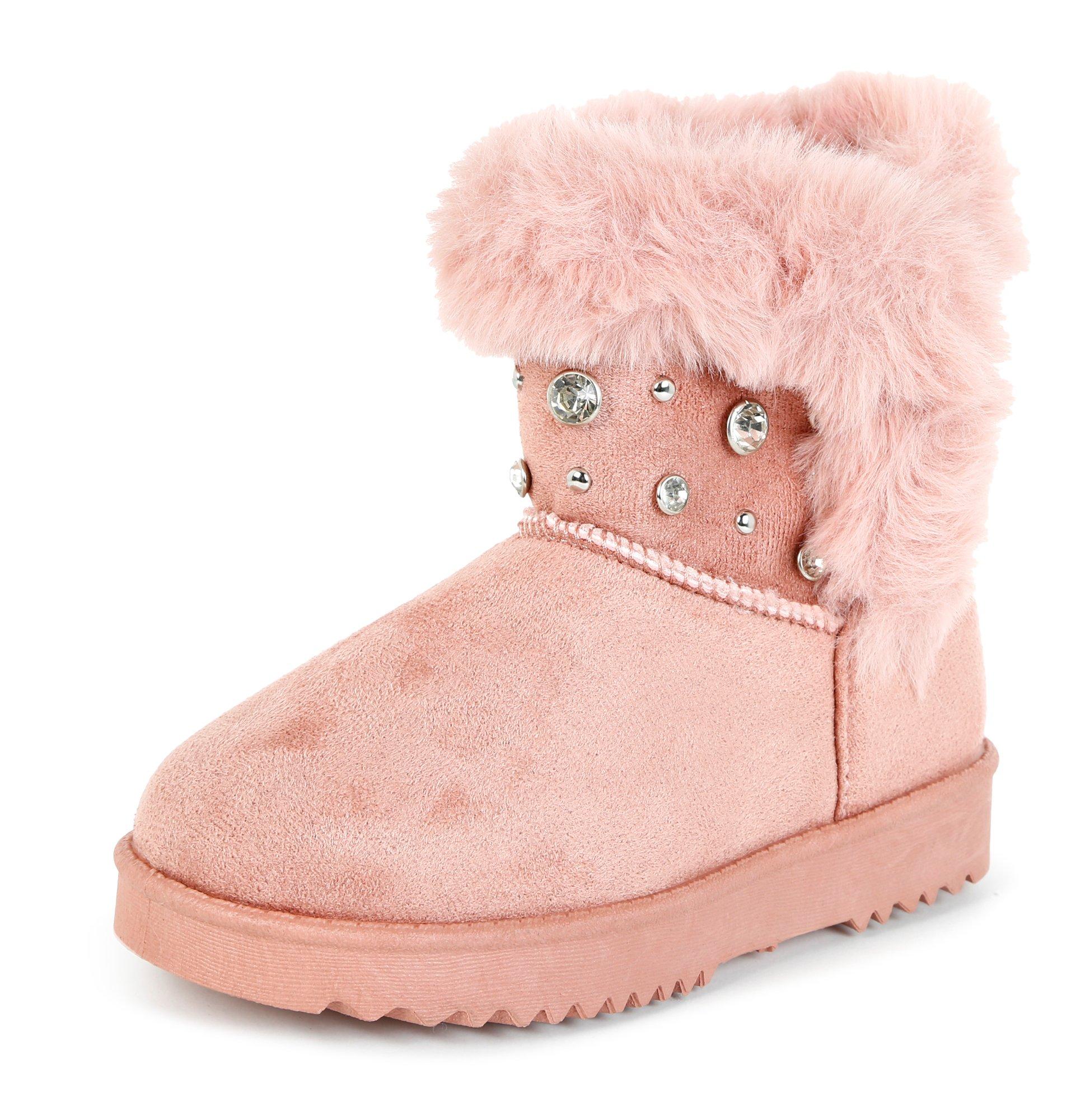 light pink fur boots