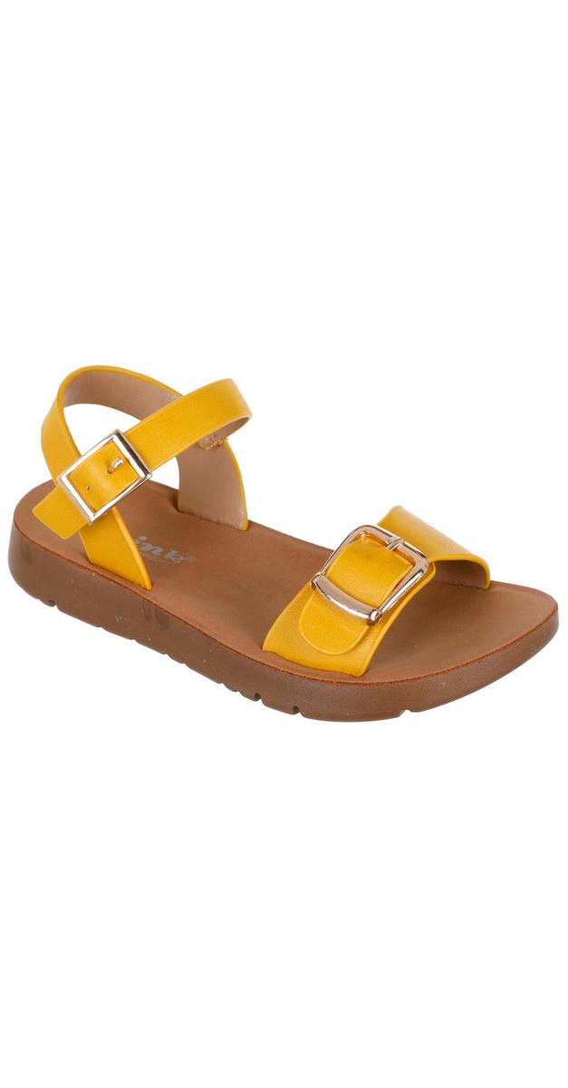 Girls 2-Buckle Flat Sandals - Yellow | Burkes Outlet