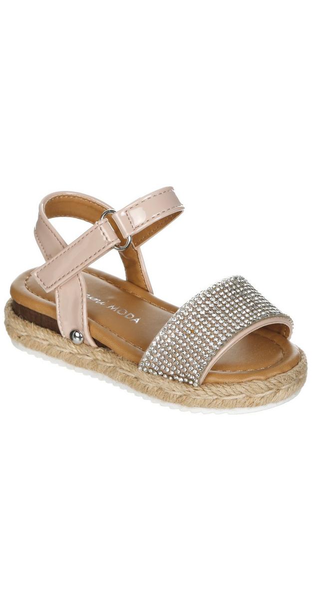 Girls Rhinestone Espadrille Flatform Sandals - Tan | Burkes Outlet