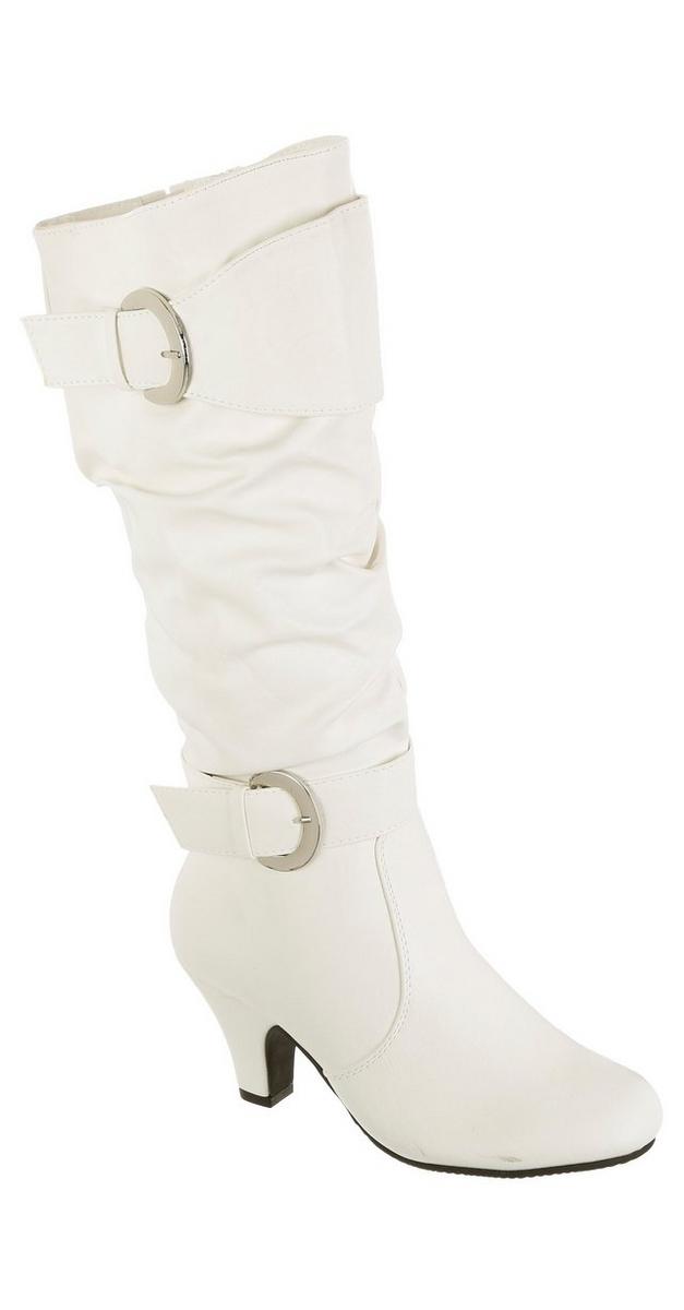 Maggie Kitten Heel Tall Boots - White | Burkes Outlet