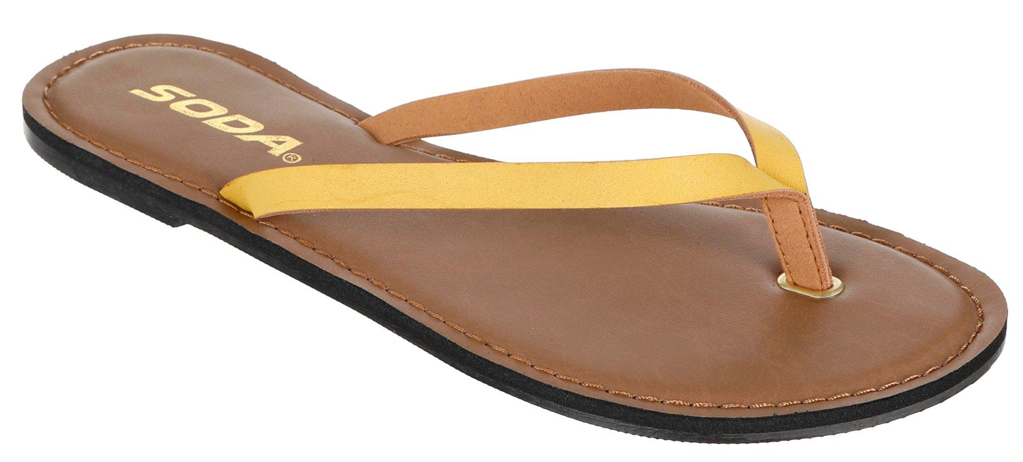 mustard flip flops