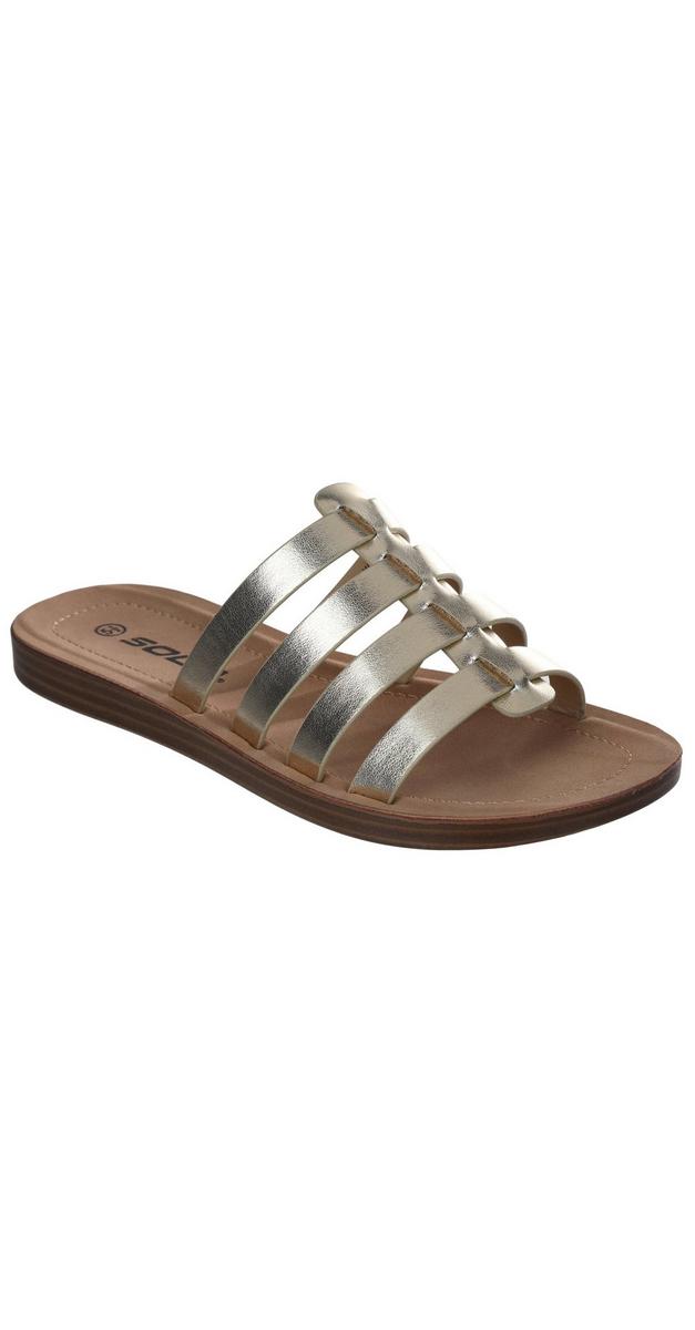 Women's Ranking Slide Sandals Gold Burkes Outlet