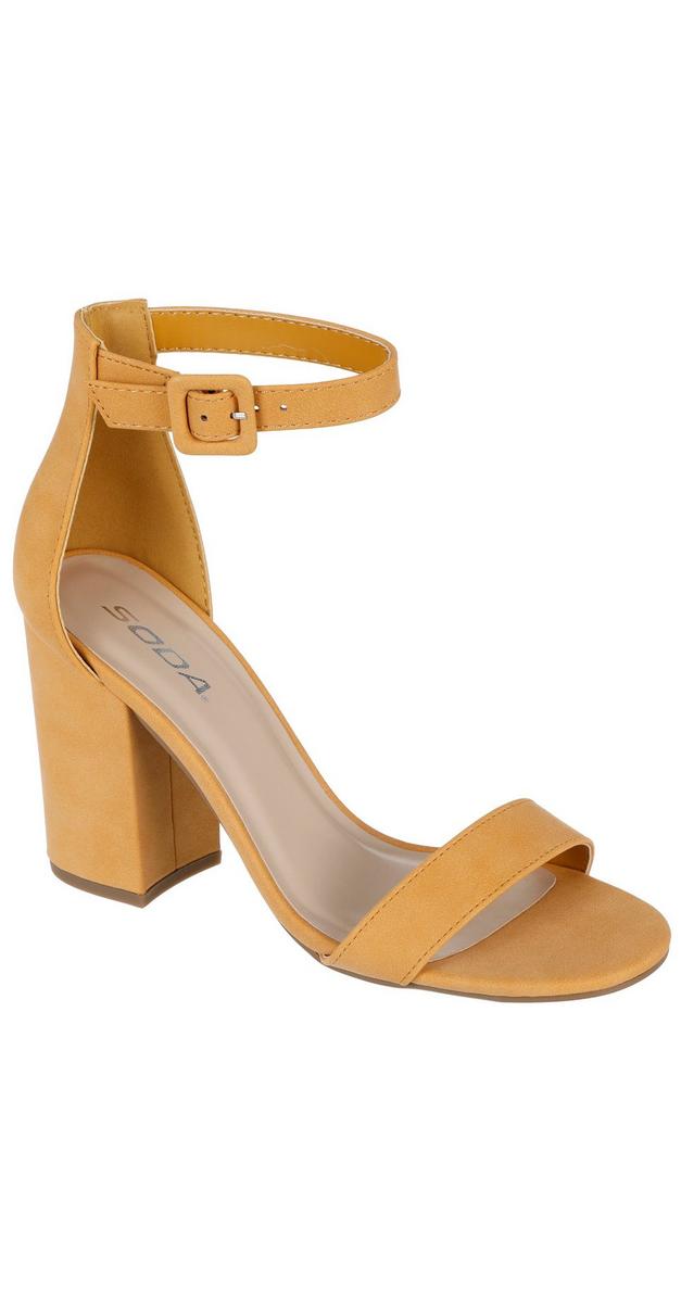 Iris Block Heel Sandals - Yellow | Burkes Outlet