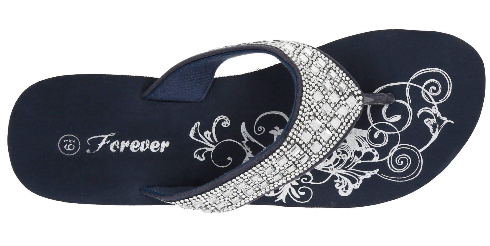 navy bling flip flops