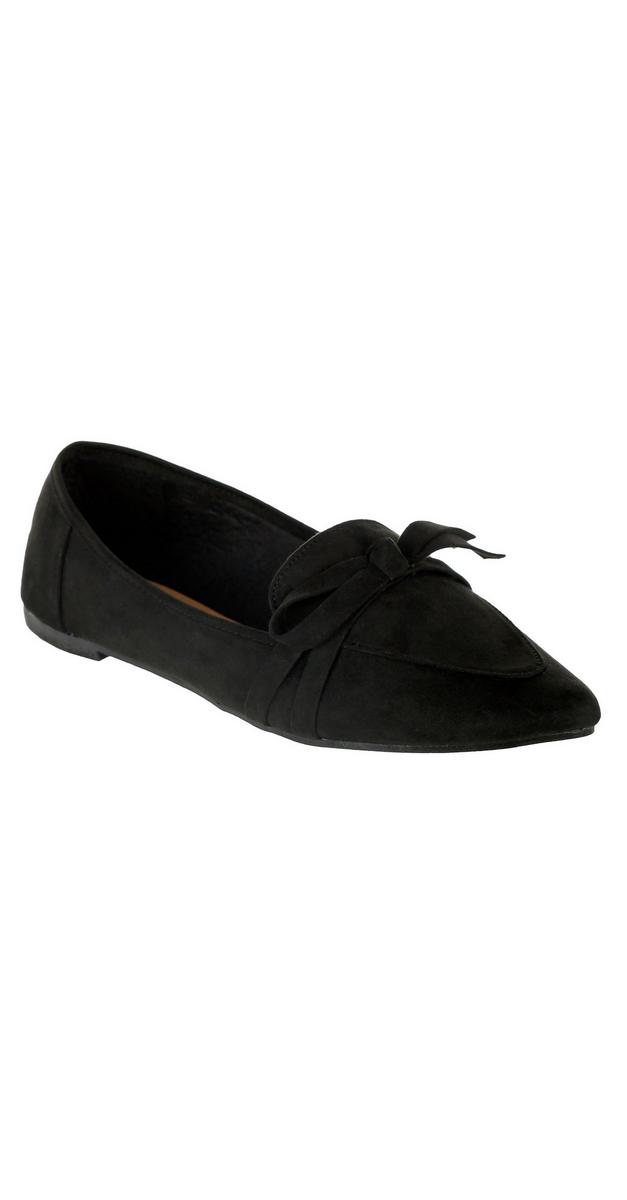 black pointed toe flats with bow