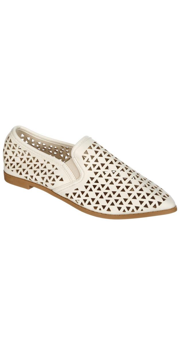 white pointy flats