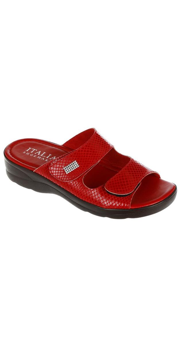 Women's Double Strap Sliders - Red | Burkes Outlet