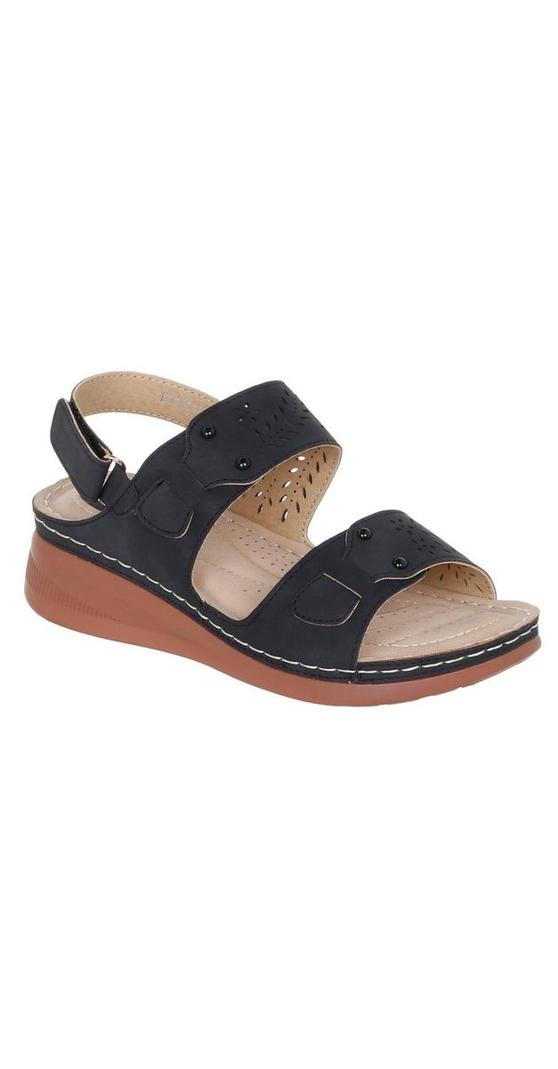 Women's Perforated Comfort Sandals Black | Burkes Outlet