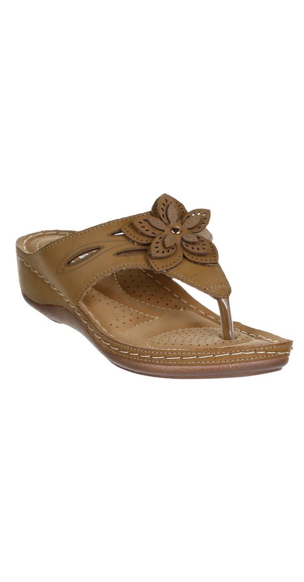 Women's Floral Wedge Comfort Sandals - Beige | Burkes Outlet