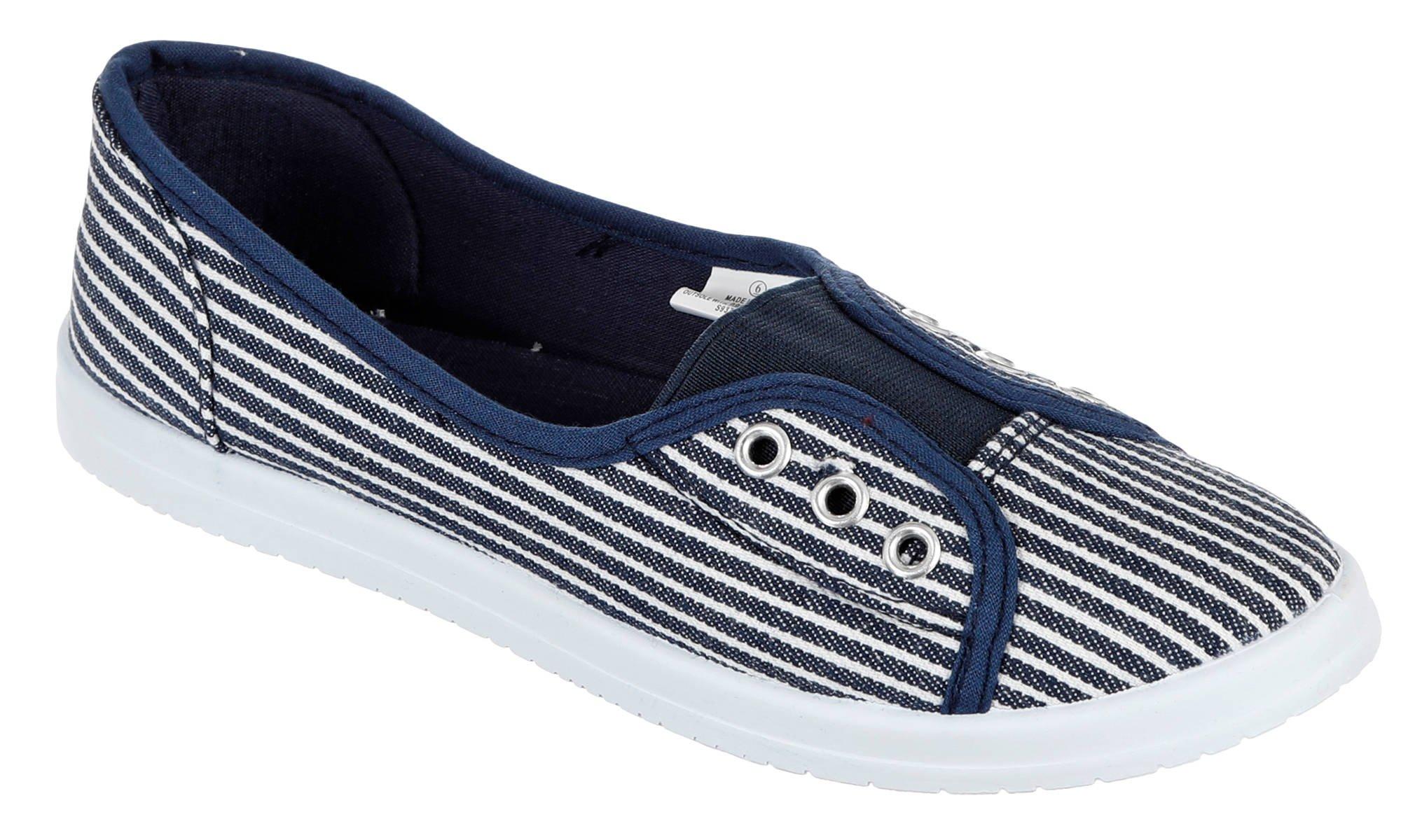 Striped Canvas Slip Ons Blue Burkes Outlet 0413
