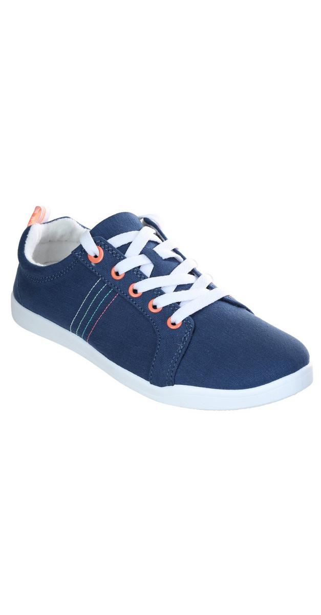 Womens Solid Canvas Sneakers Blue Burkes Outlet 9479