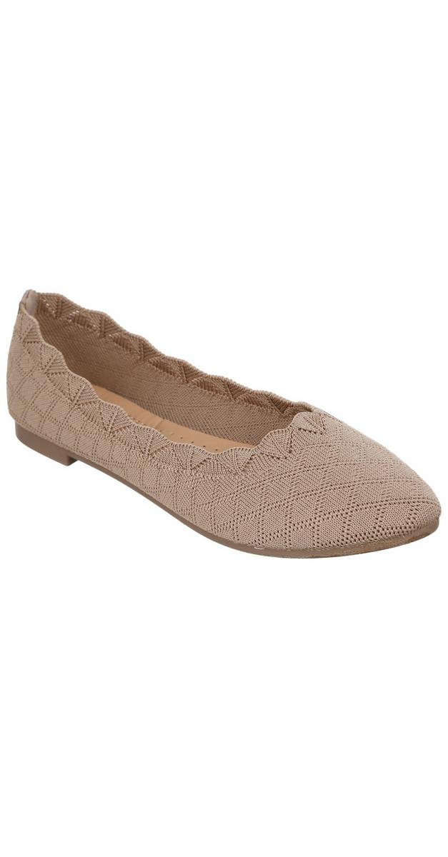 Women's Perforated Scallop Trim Flats - Taupe | Burkes Outlet