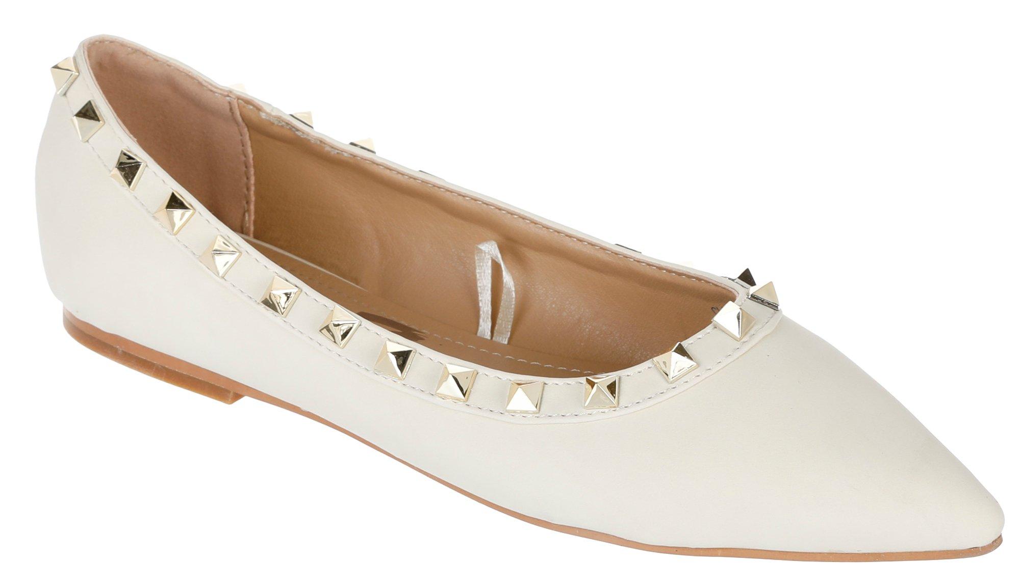 cream pointed flats
