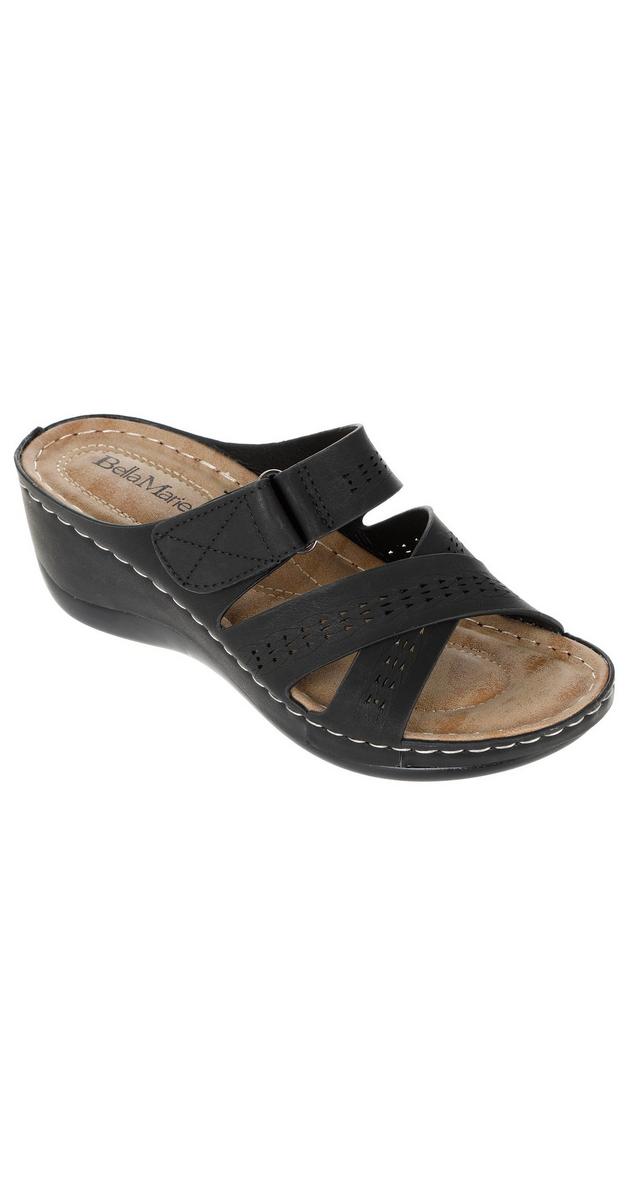 Lightweight Velcro Comfort Wedges - Black | Burkes Outlet