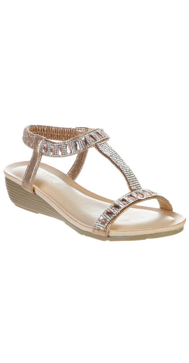 Gale Wedge Sandals - Champagne | Burkes Outlet