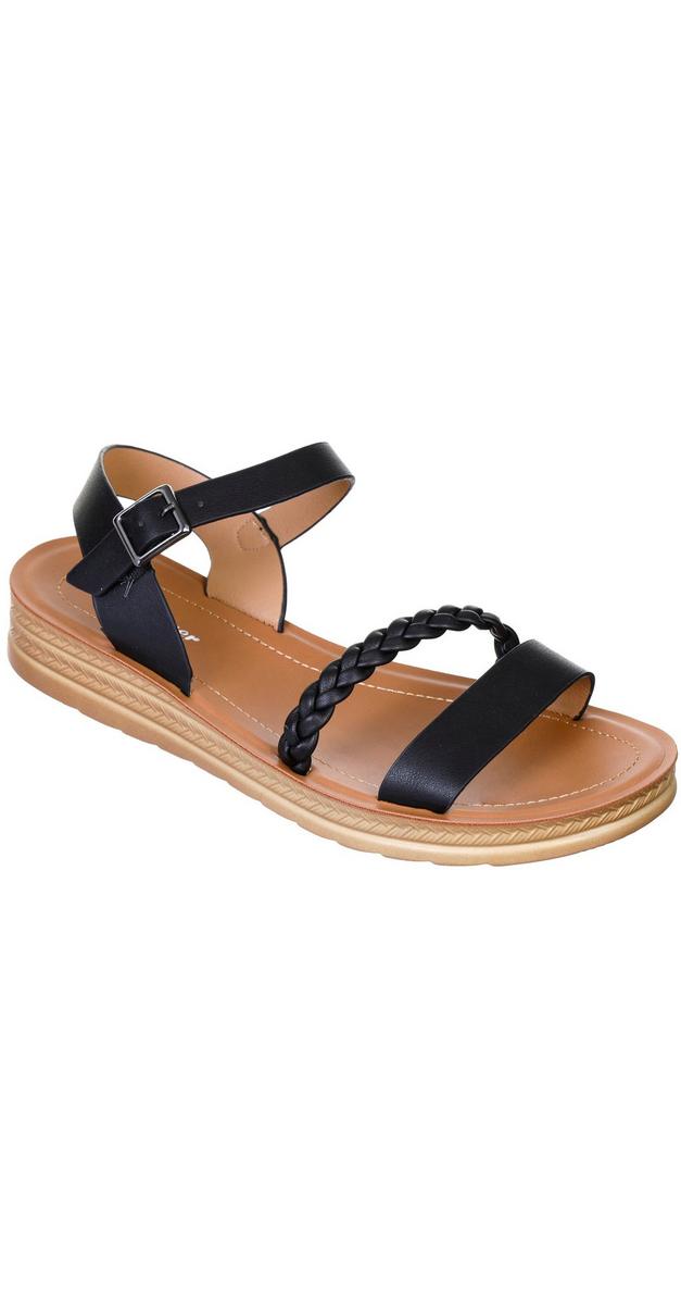 Women's Royalty Braided Wedge Sandals - Black | Burkes Outlet