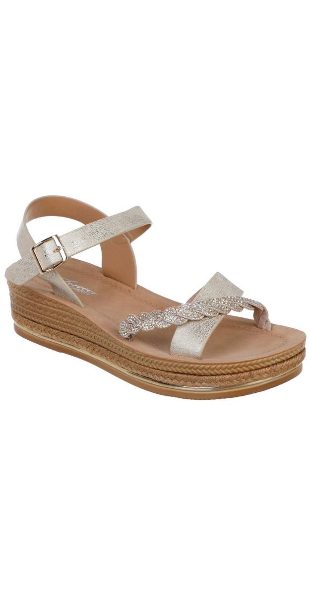 Women's Forward Jeweled Wedge Sandals - Gold | Burkes Outlet