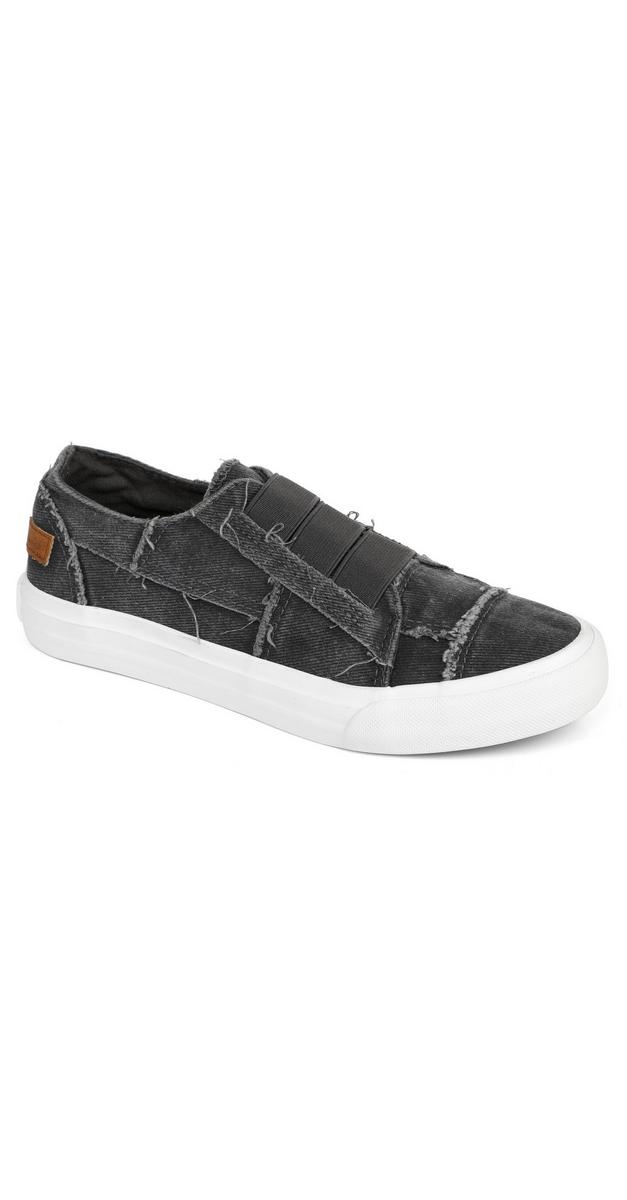 black and grey slip ons