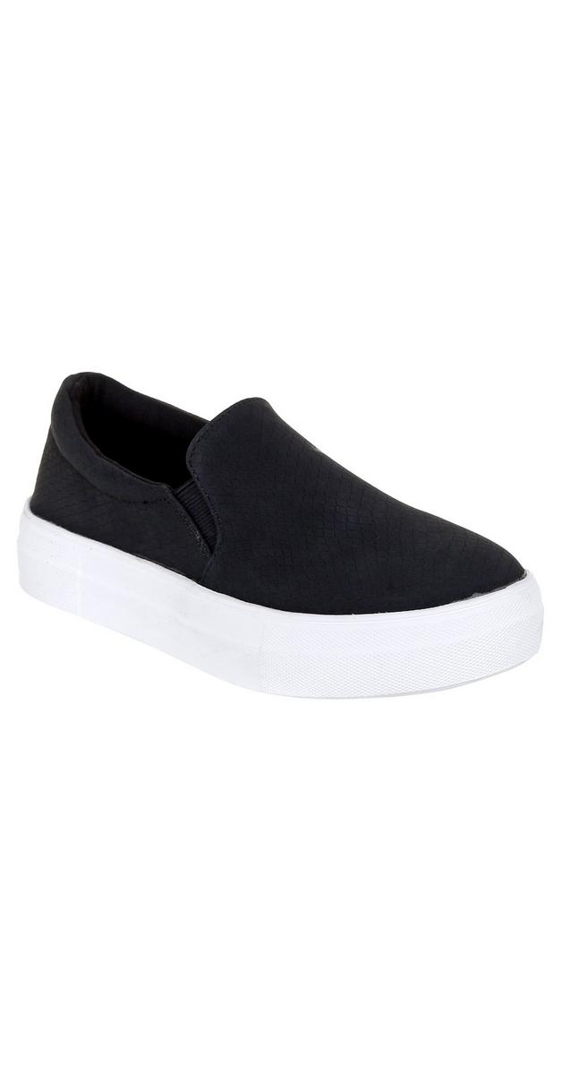 Women's Hike Faux Leather Platform Slip Ons - Black | Burkes Outlet