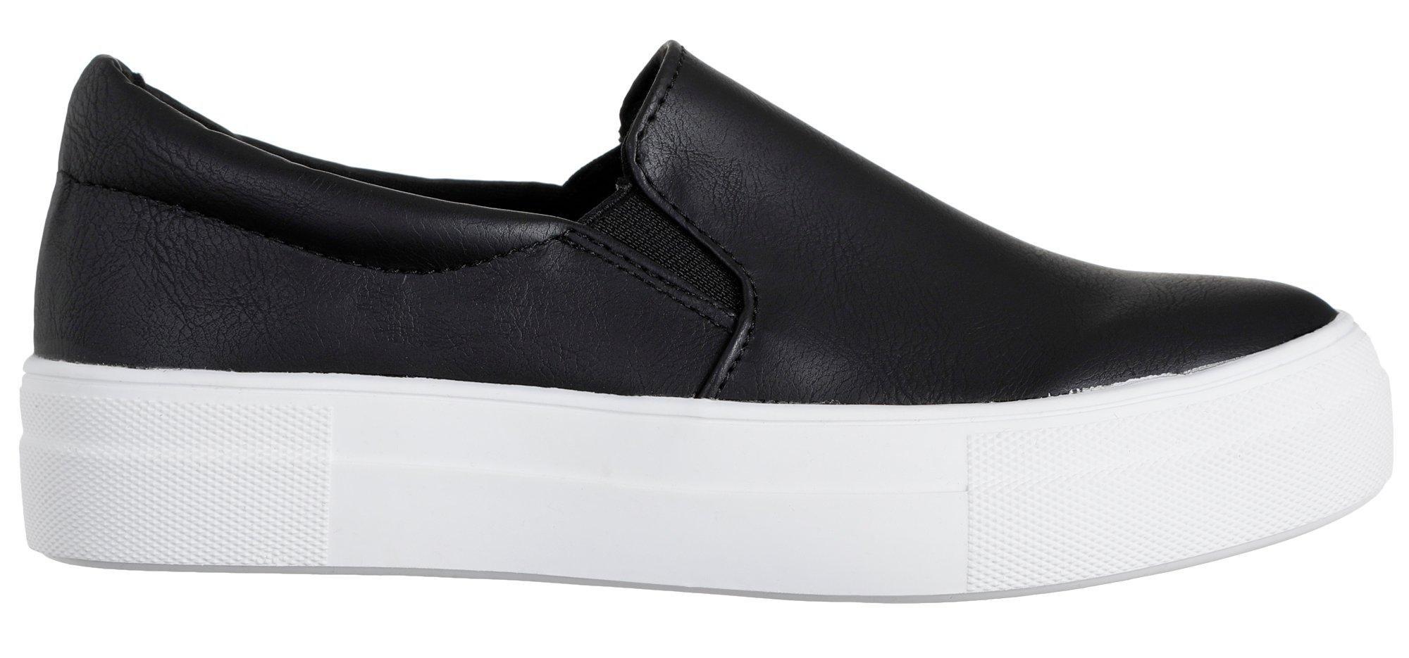 black platform slip ons