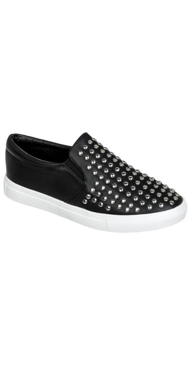 Women's Design Rhinestone Studded Slip-Ons - Black | Burkes Outlet