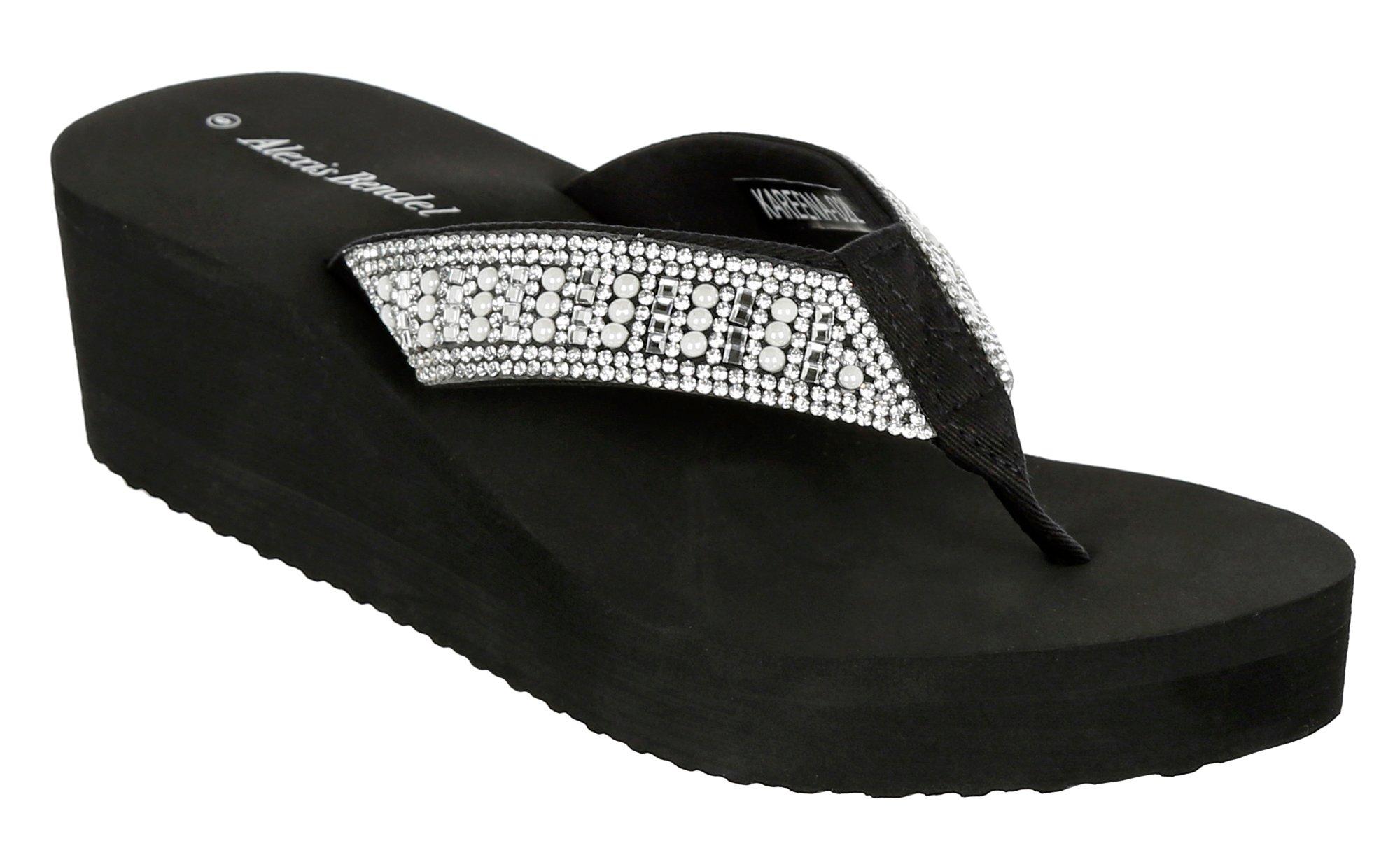 jeweled wedge flip flops