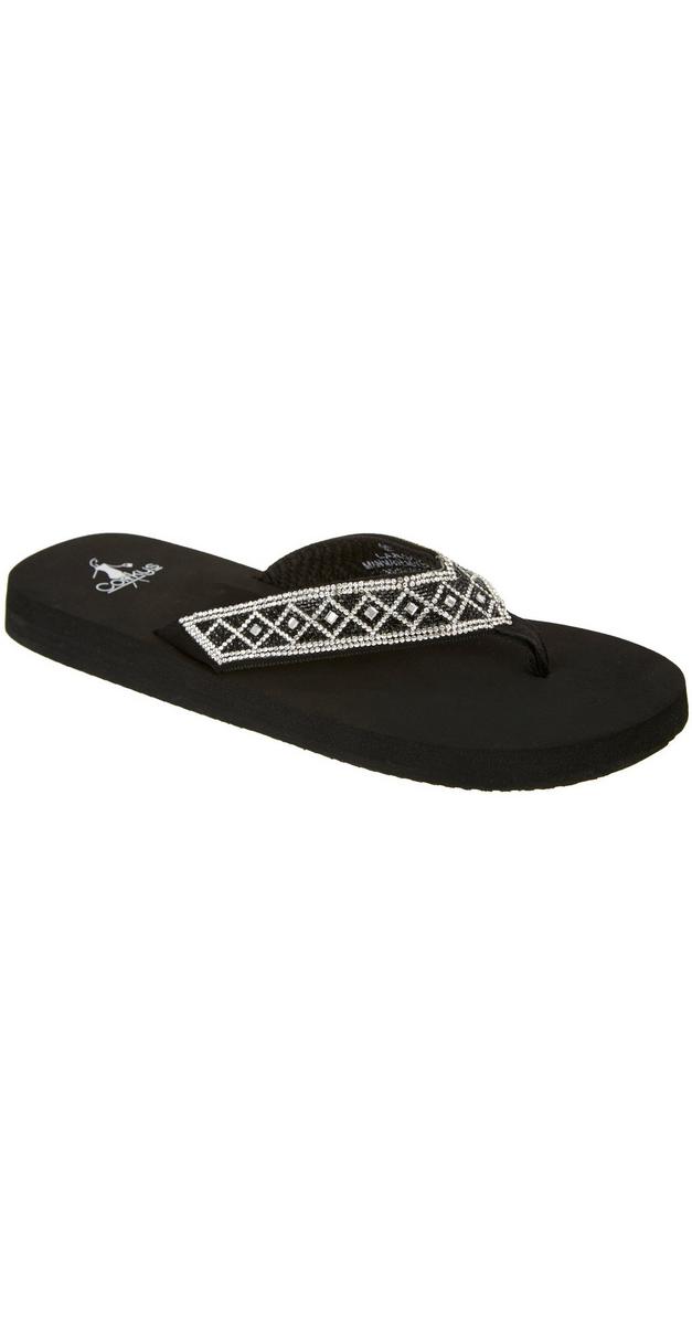 womens black sparkly flip flops