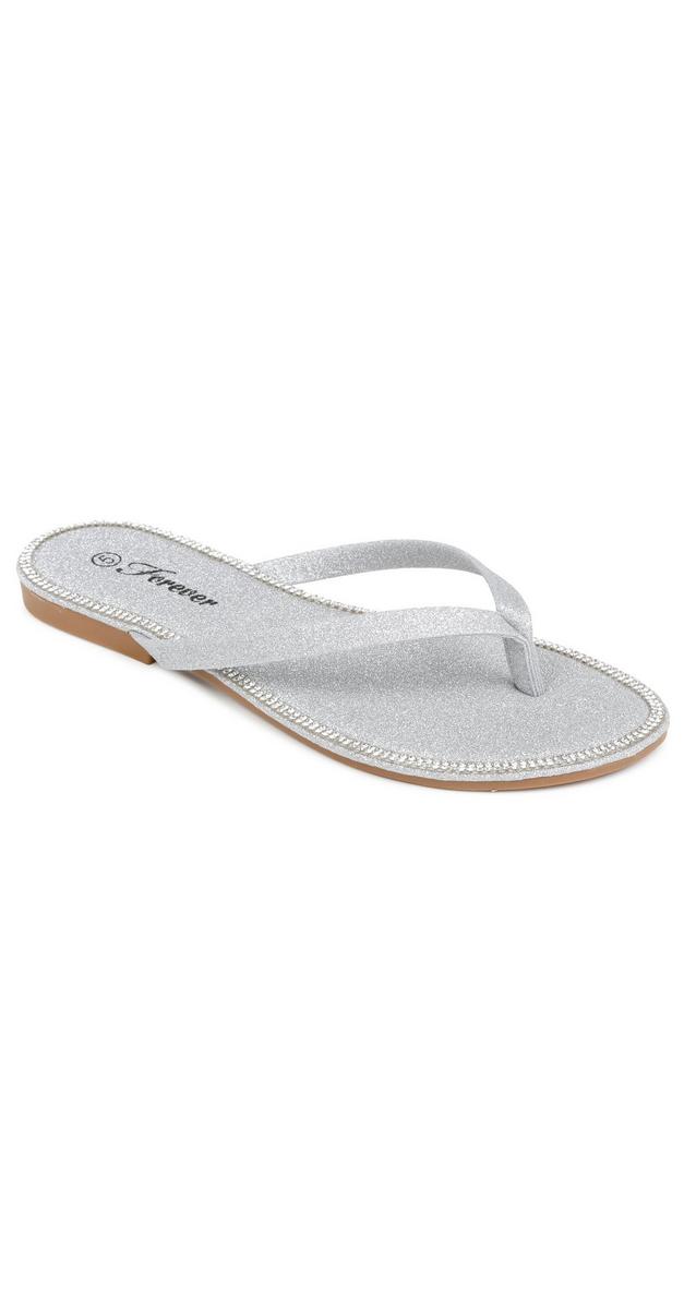 silver jeweled flip flops