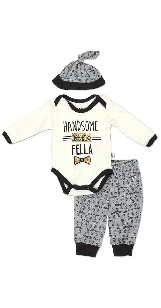 Baby Boys 3 Pc Handsome Little Fella Layette Set Multi