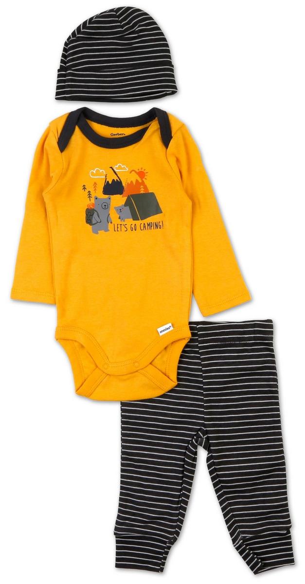 Baby Boys 3 Pc Pants Set Yellow/Blue Burkes Outlet