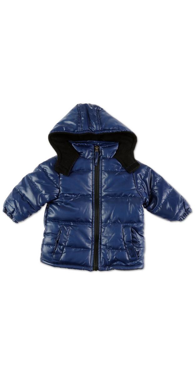 Boys Hooded Puffer Jacket - Blue (12-24 Mos) | Burkes Outlet