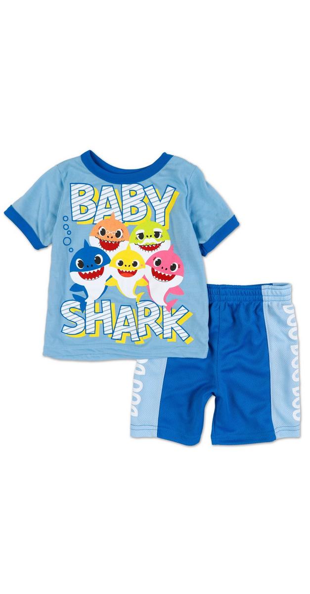 Baby Boys 2 Pc baby Shark Shorts Set - Blue | Burkes Outlet