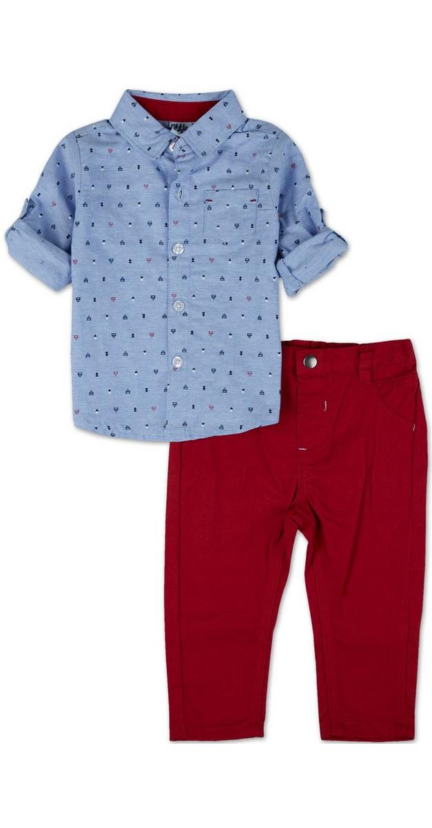 Baby Boys 2 Pc ButtonUp Pants Set Multi Burkes Outlet
