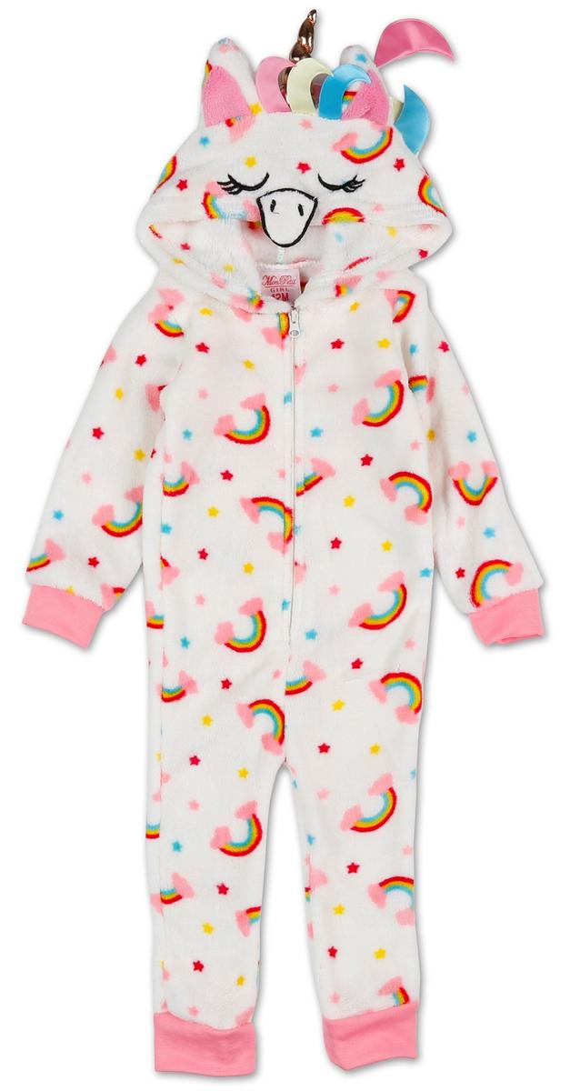 Baby Girls Rainbow Unicorn Hooded Pajamas - White Multi | Burkes Outlet