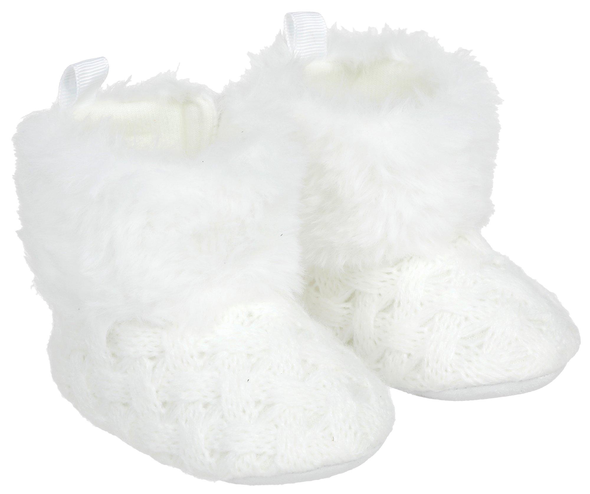 baby white fur boots