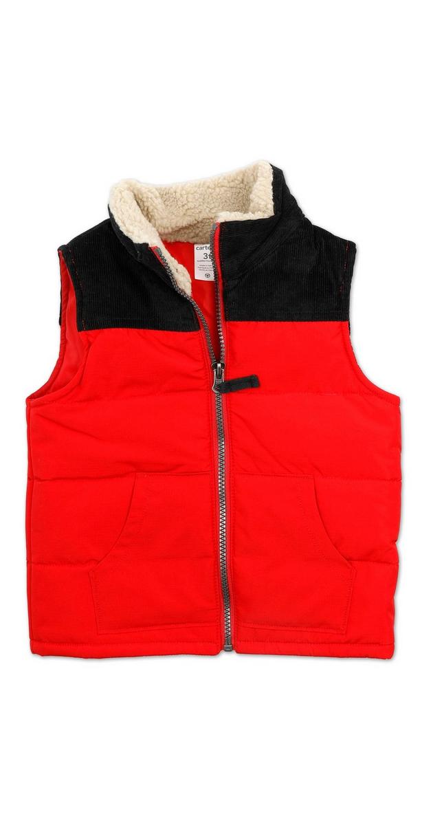 red corduroy puffer