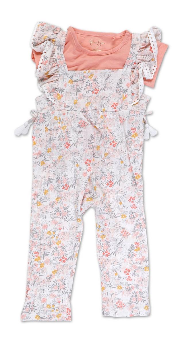 Toddler Girls 2 Pc Floral Jumpsuit Set Pink Burkes Outlet