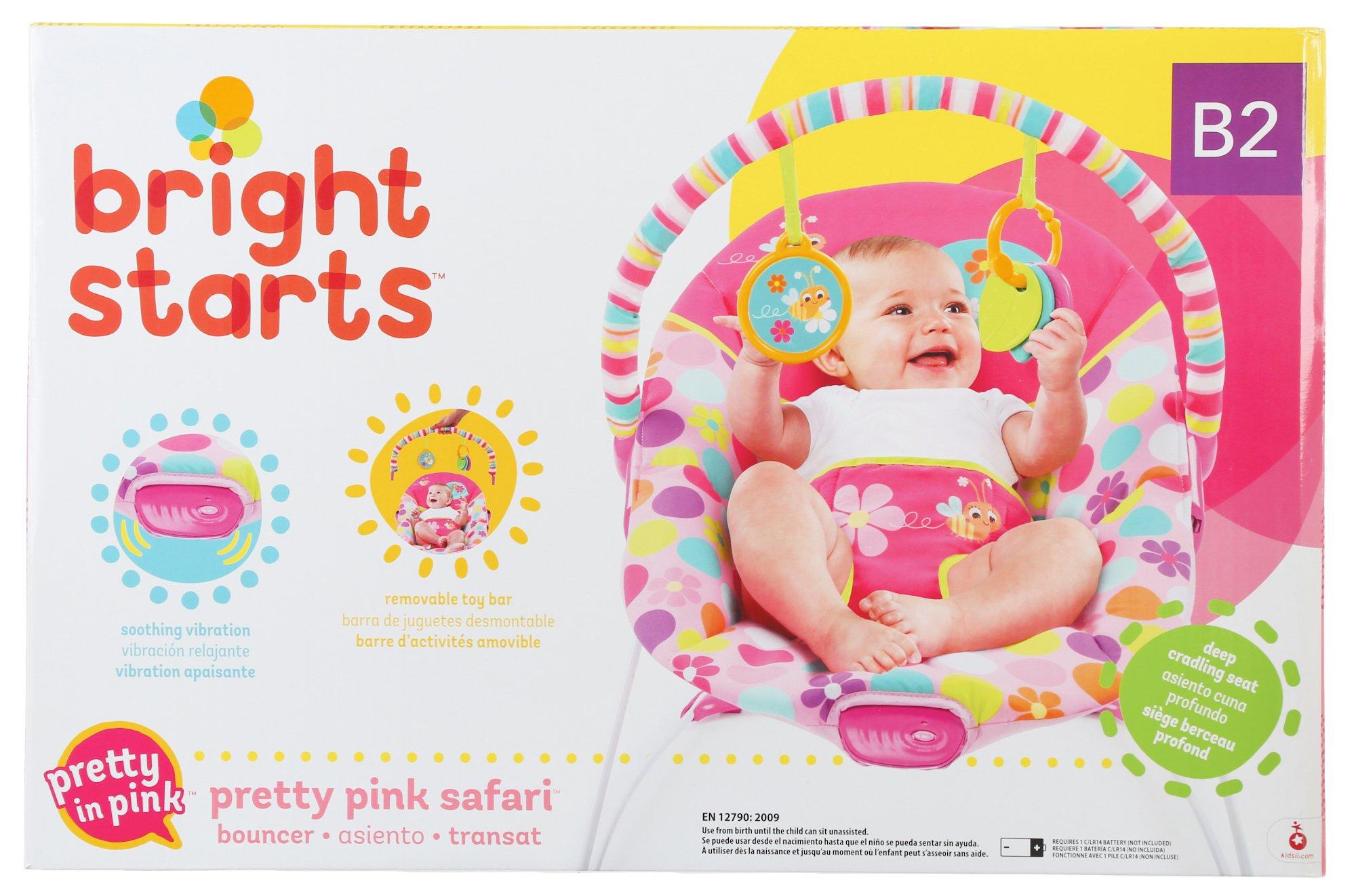 bright starts bouncer pretty pink safari
