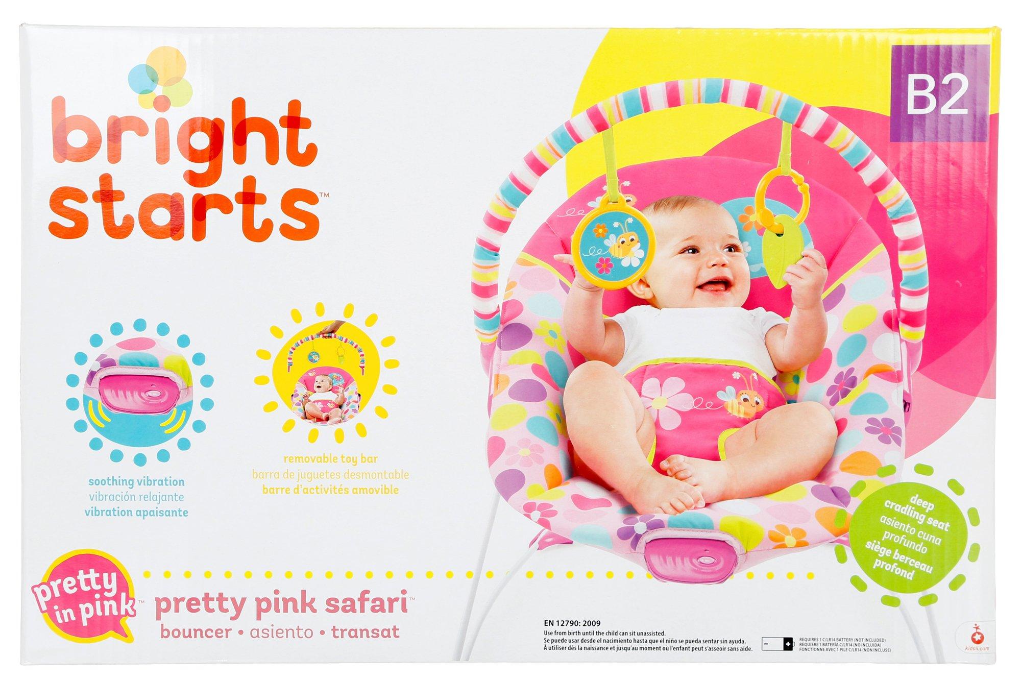 bright starts pretty in pink safari bouncer