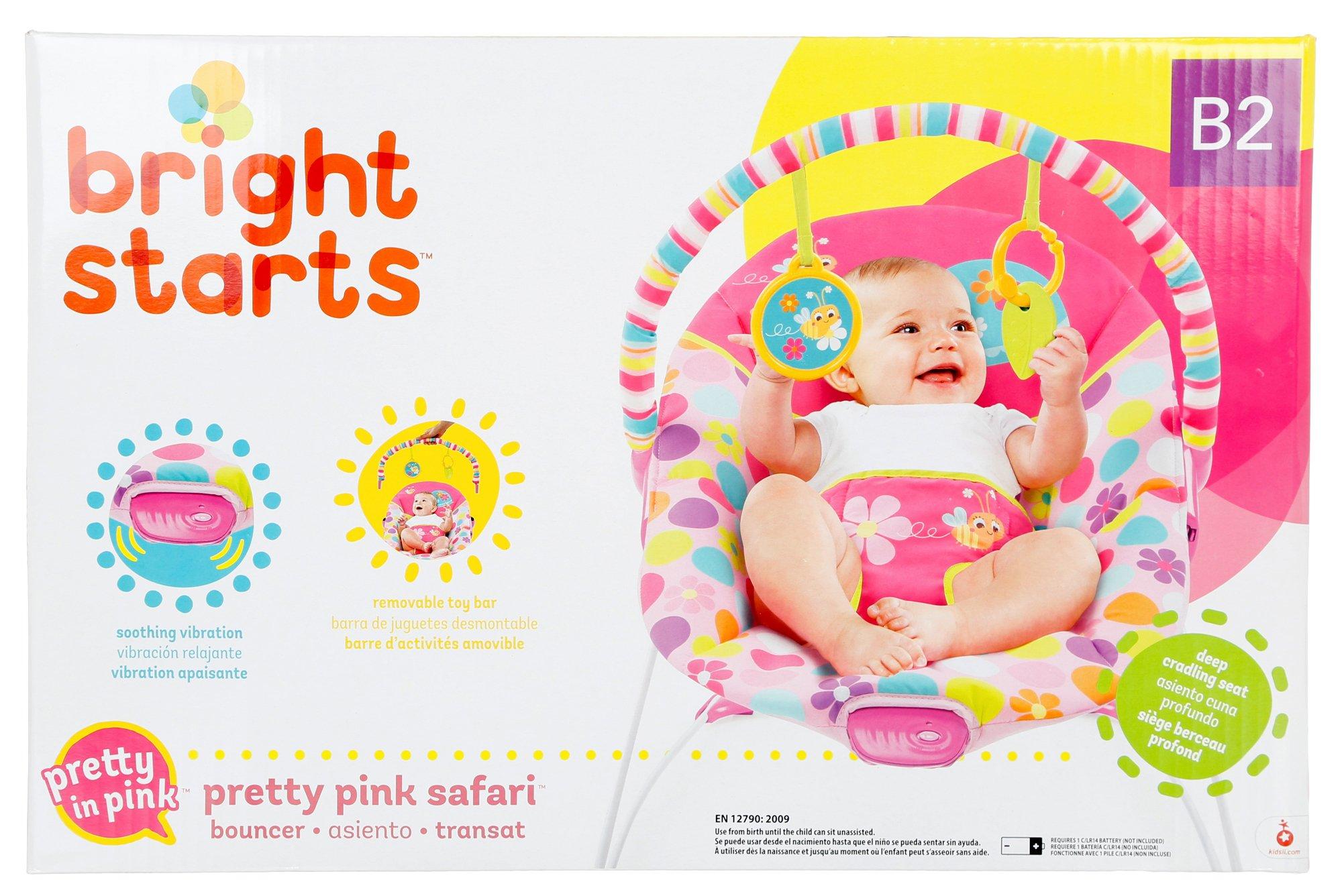 bright starts bouncer pretty pink safari