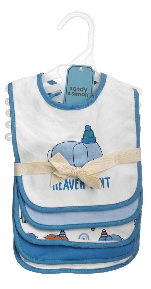 5 Pk Elephant Baby Bib Set Blue Burkes Outlet