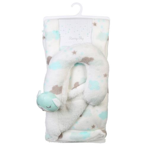 Sherpa Baby Blanket Bear Travel Pillow Set Mint Burkes Outlet