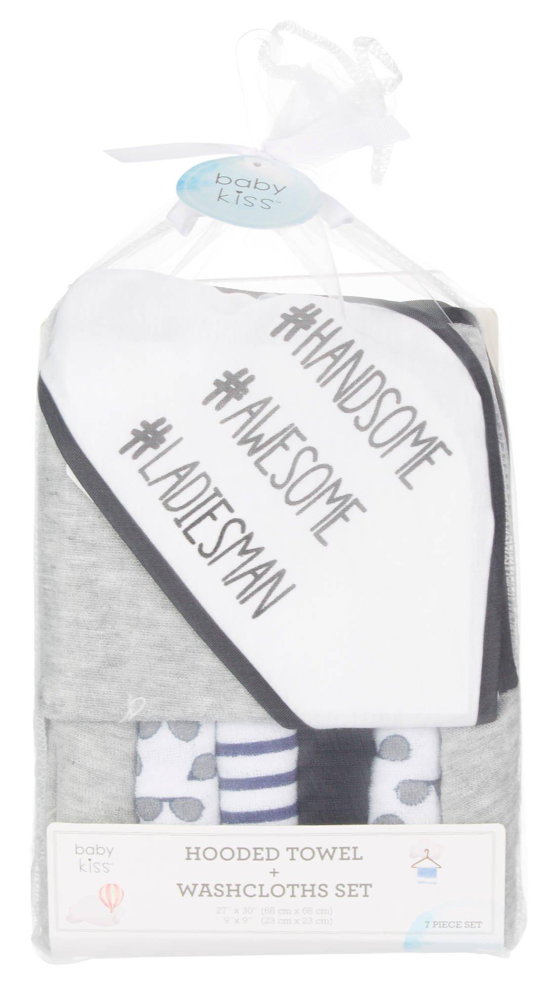 baby kiss hooded towel and washcloth set