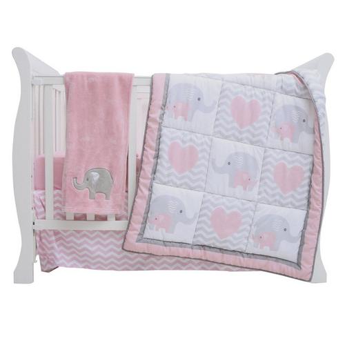 Girls Elephant 4 Pc Crib Bedding Set Pink Burkes Outlet