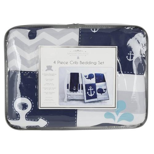 Boys Whale 4 Pc Crib Bedding Set Navy Burkes Outlet