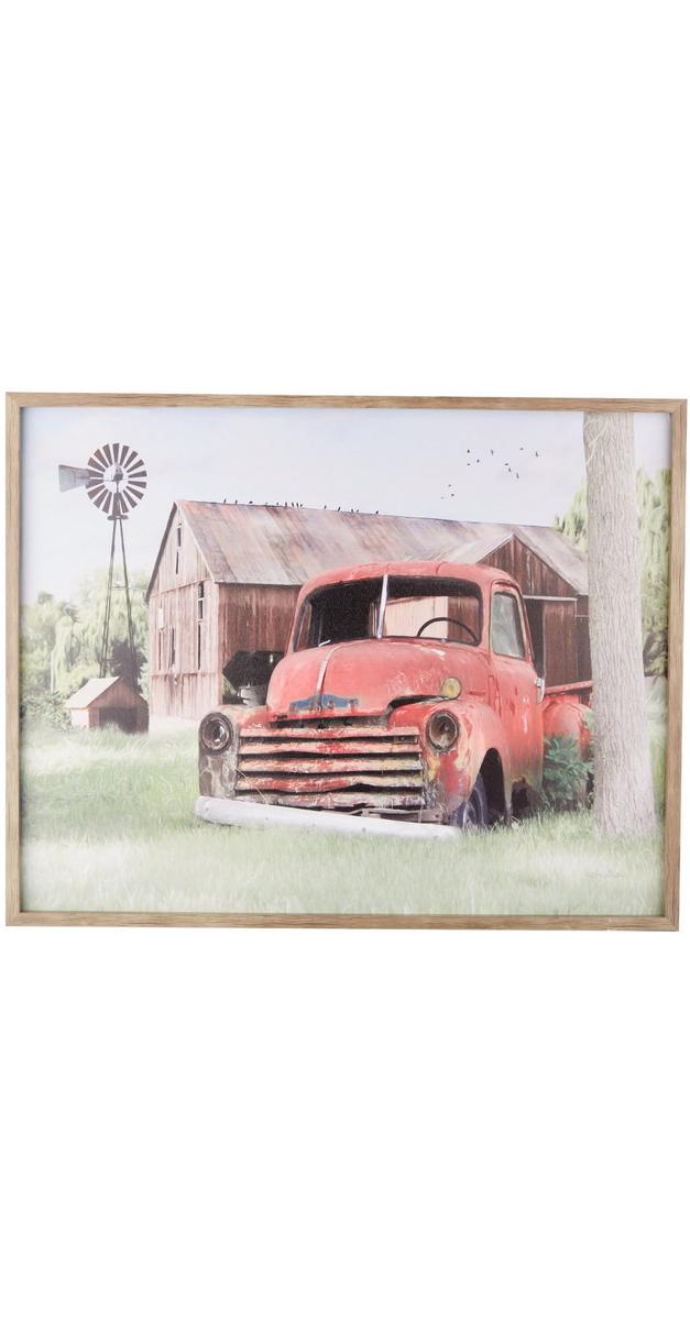 23x29 Red Truck Framed Wall Art - Red | Burkes Outlet